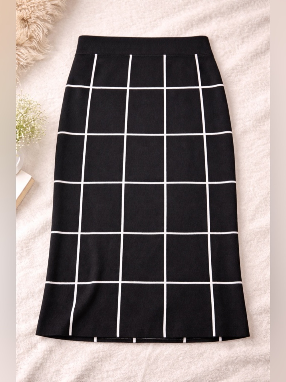 Jules & Leopold Windowpane Knit Skirt